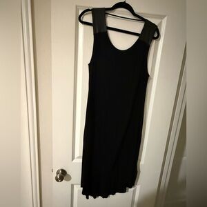 Y2K Bebe Black Sleeveless Dress with Faux Leather